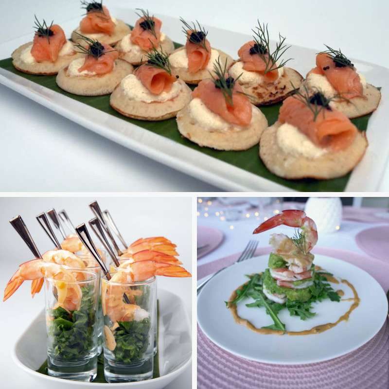 photo grid of some of culinary catering's most popular food